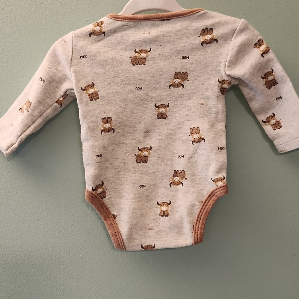 Chickpea Original Cow Print 2 Piece Long Sleeve Bodysuit Set - Picture 14 of 16